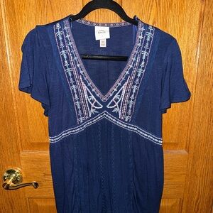 Knox Rose Blue Embroidered Shirt